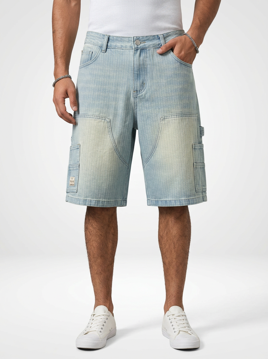 Men’s Loose Cut Denim Jeans Shorts Graphic Style