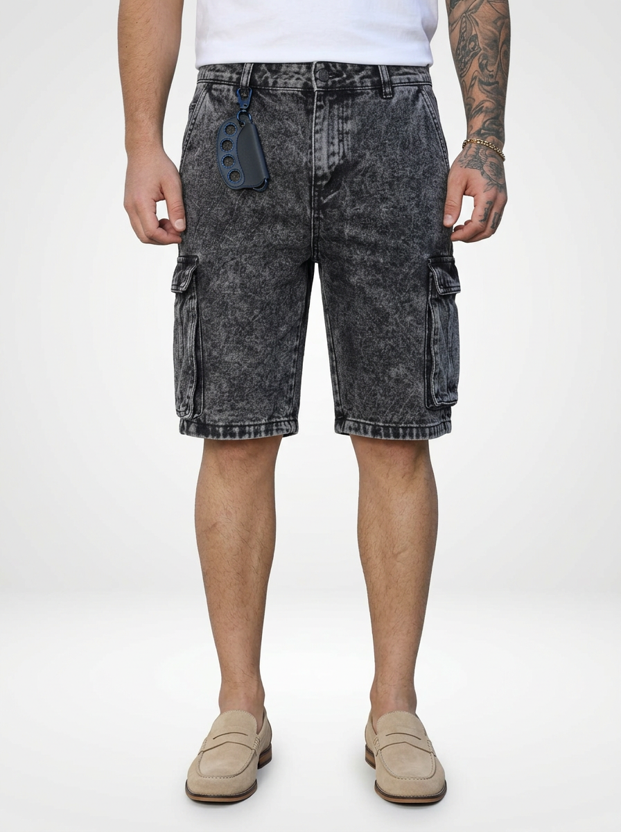 Men’s Raw Hem Denim Jeans Shorts Regular Fit