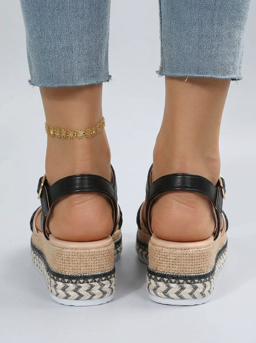 Embellished Strap Espadrille Wedge Sandals
