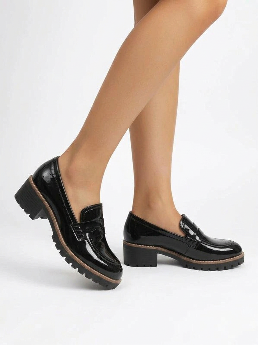 Women's Chunky Platform Almond Toe Loafers