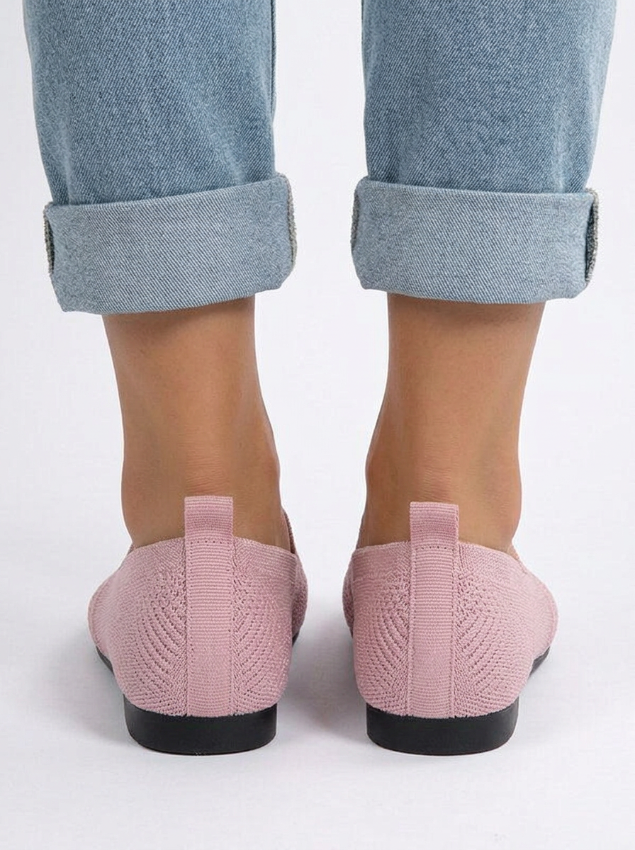 Women's Square Toe Knit Slip On Loafers