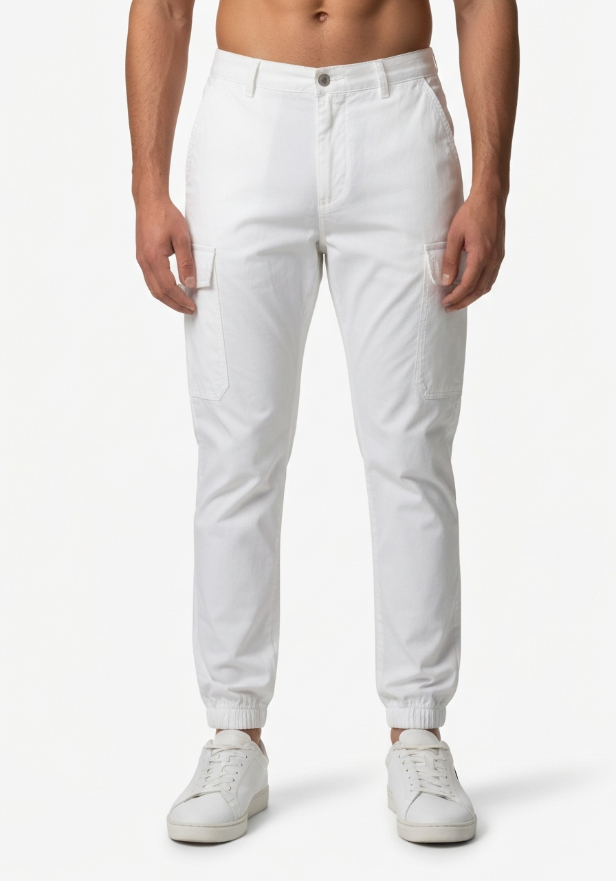 Men’s Classic Solid Color Cargo Pants with Multiple Pockets