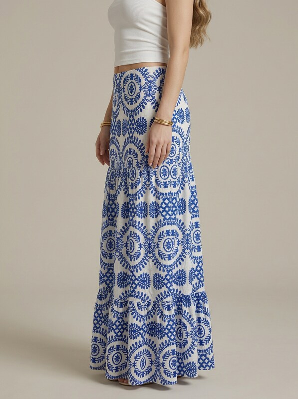 All-Over Print Midi Skirt
