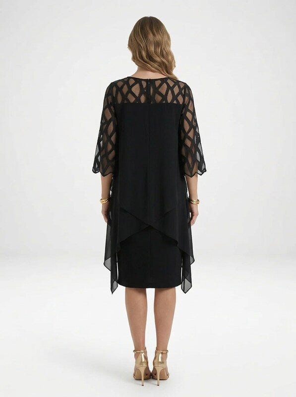 Chiffon Overlay Midi Dress