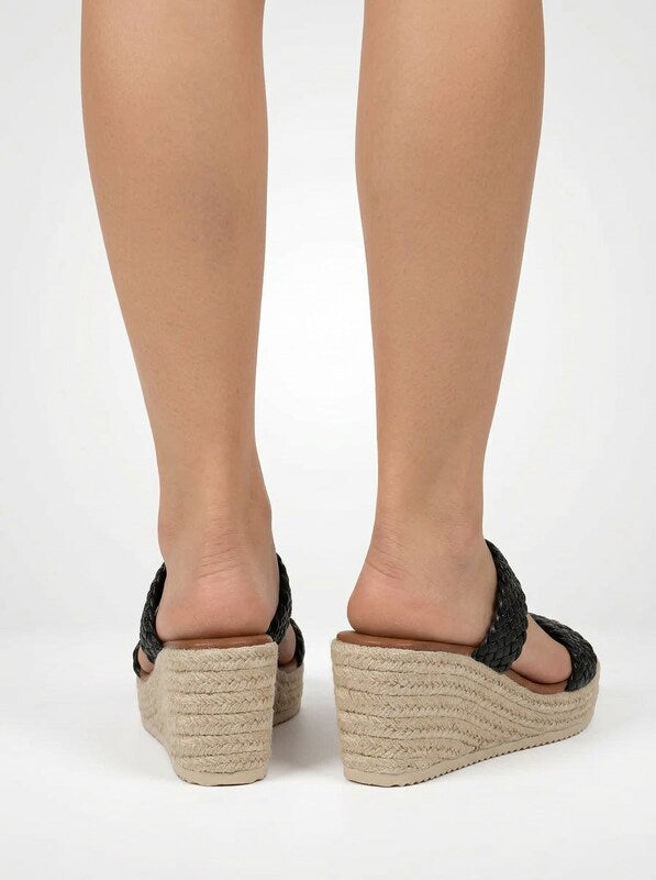 Braided Strap Jute Platform Sandals