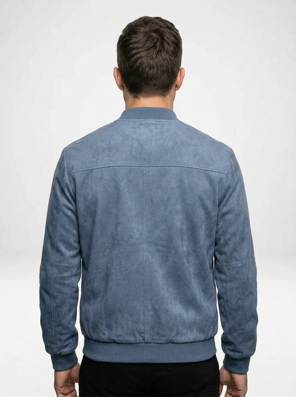 Men’s Suede Fleece Zip-Up Bomber Jacket