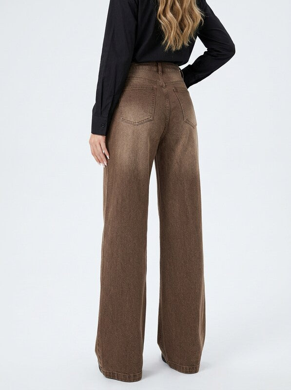 Women's High Rise Flared Wide Leg Denim Jeans