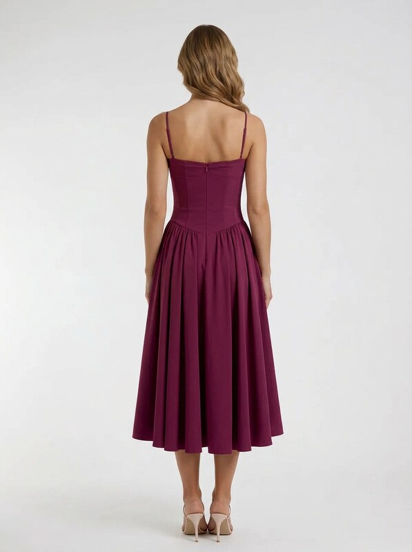 Odette Cute Corset Cocktail Midi Dress