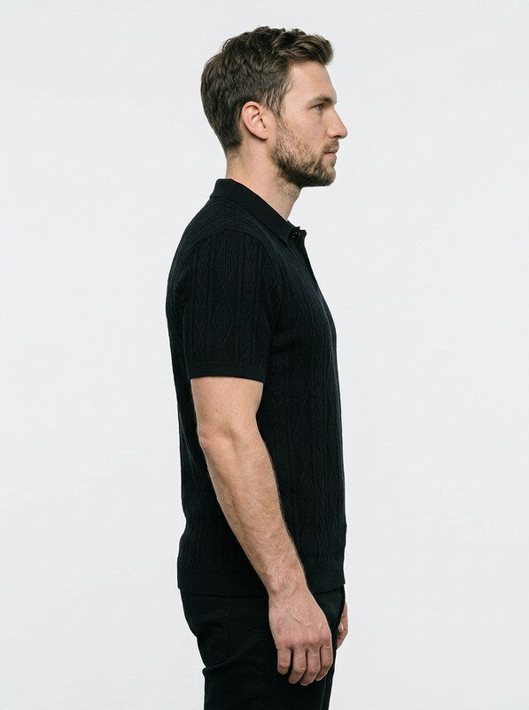 Contemporary Men’s Short Sleeve Textured Knit Polo Shirt