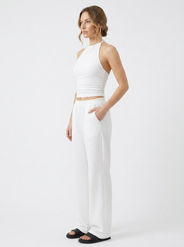 Halter Crop Top & Wide Leg Pants Two Piece Set