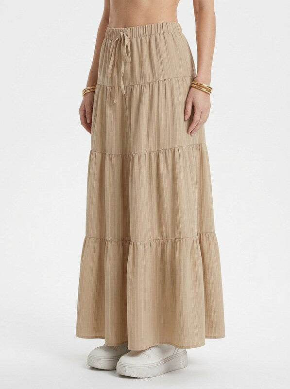 High-Waist Tie-Ruffled Maxi Skirt