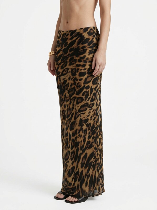 Leopard Print Slim Fit Maxi Skirt