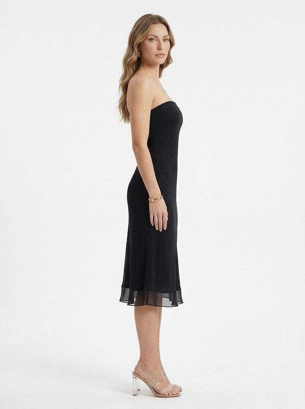 Strapless Bodycon Midi Cocktail Dress
