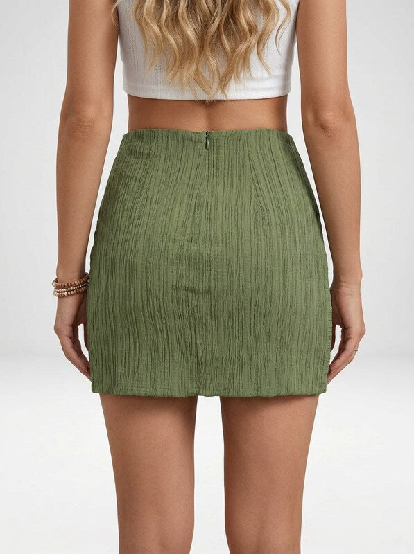 Elegant Wrap Mini Skirt with Bow Detail