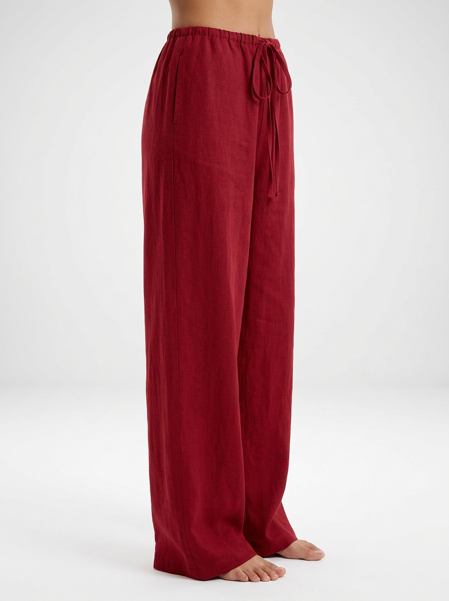 Women's Linen Front Tie Beach Trousers