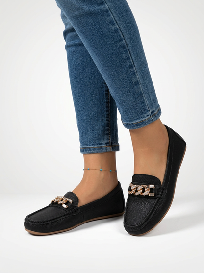Women's Chain Detail Slip On Loafers