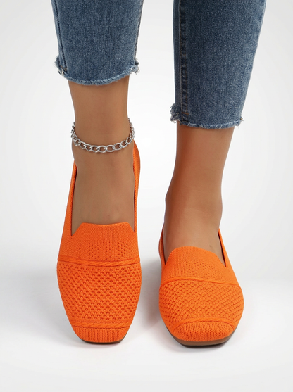 Women's Square Toe Knit Slip On Loafers