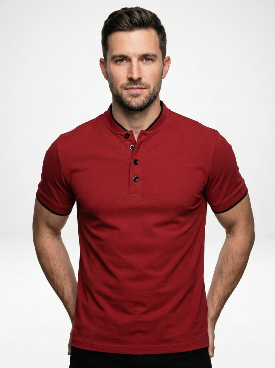 Men’s Short Sleeve Minimalist Button-Up Polo Shirt