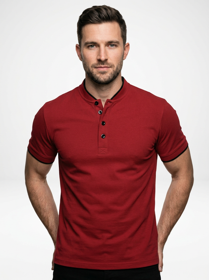 Men’s Short Sleeve Minimalist Button-Up Polo Shirt