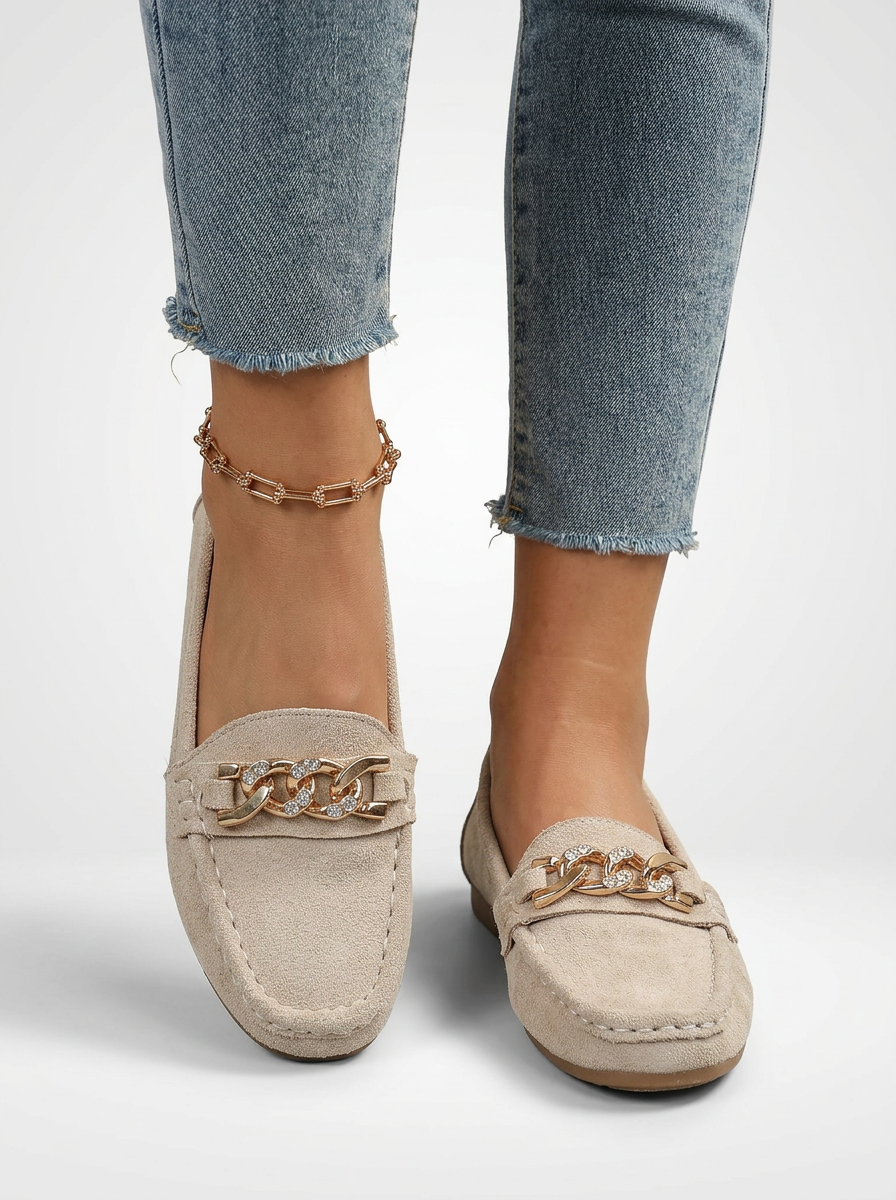 Women's Chain Detail Slip On Loafers