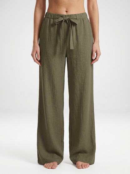 Women's Linen Front Tie Beach Trousers