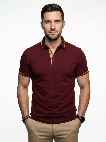 Elegant Contemporary Men’s Short-Sleeve Business Polo Shirt