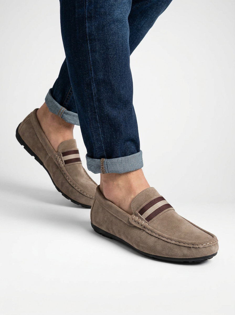 Men’s Textured Casual Loafers Rubber Sole