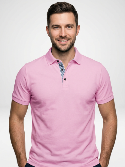 Men’s Short Sleeve Polo Shirt with Letter Embroidery
