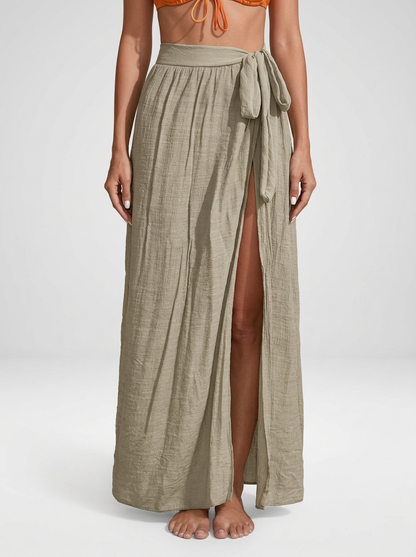 Knot Waist Beach Cover Up Maxi Skirt