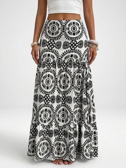 All-Over Print Midi Skirt