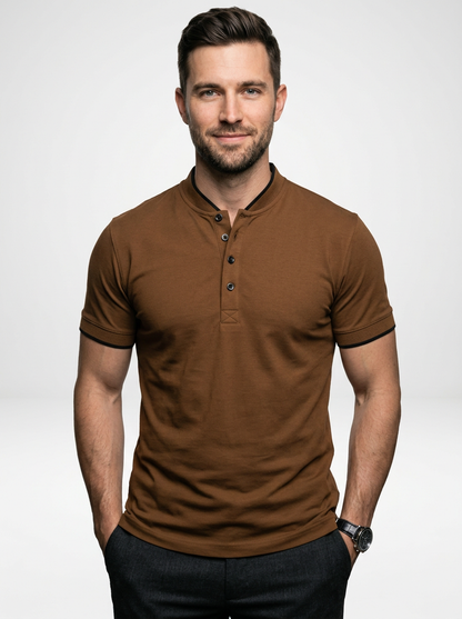 Men’s Short Sleeve Minimalist Button-Up Polo Shirt
