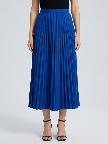 Pleated Midi Skirt with Elastic Waist