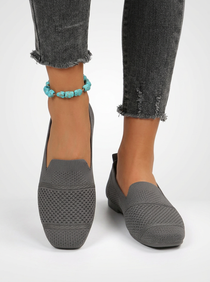 Women's Square Toe Knit Slip On Loafers