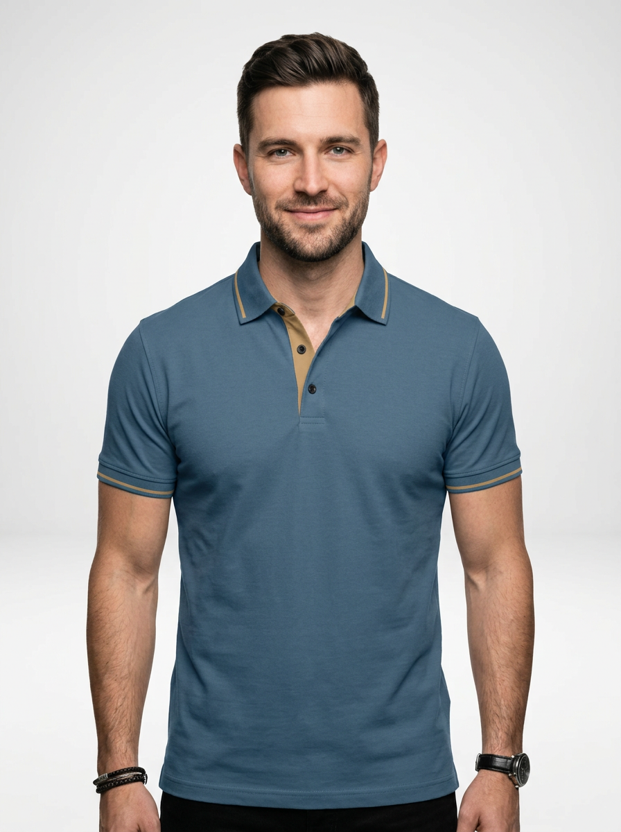 Elegant Contemporary Men’s Short-Sleeve Business Polo Shirt