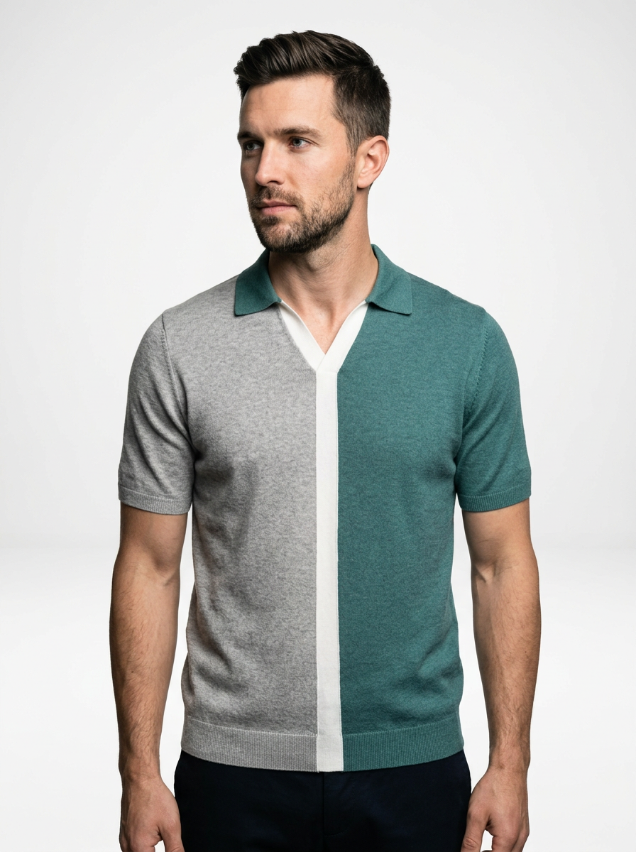 Men’s Two-Tone Cotton Polo Shirt