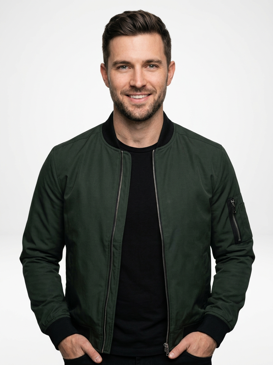 Men’s Tailored Zip Front Bomber Jacket