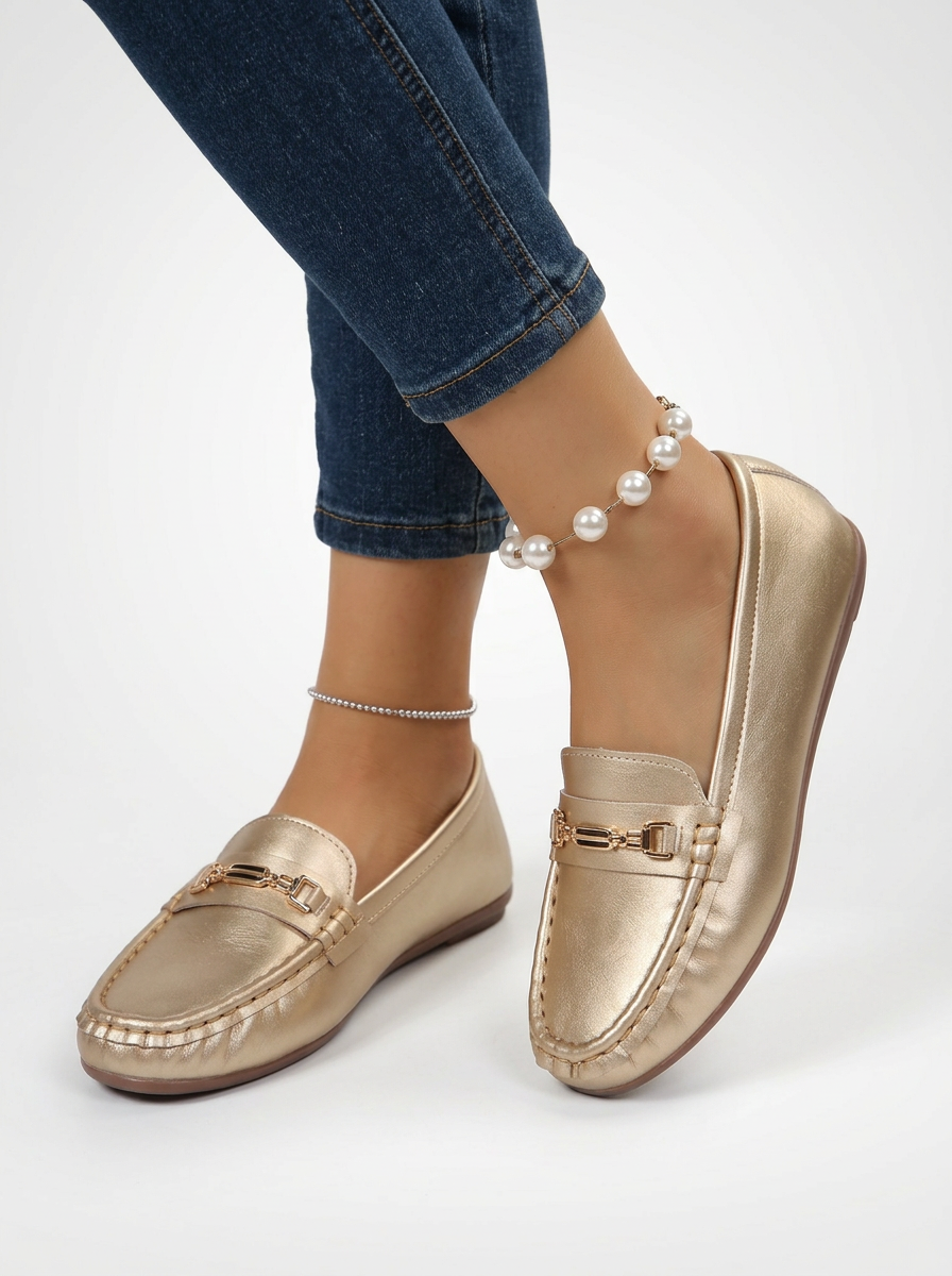 Women's Mirror Finish Round Toe Penny Loafers