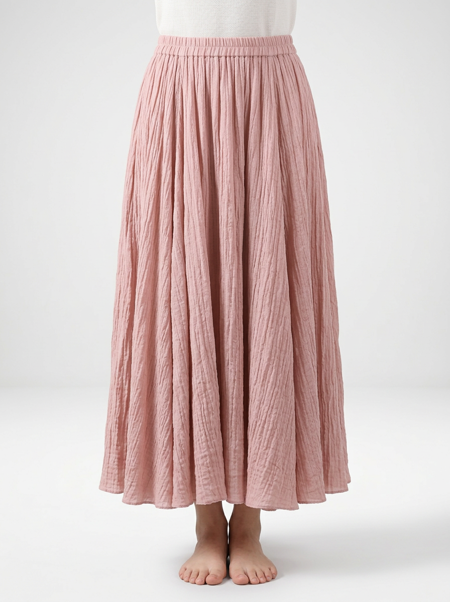 Women's Bohemian Linen Maxi Skirt with Flowing Silhouette