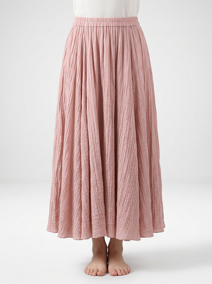 Women's Bohemian Linen Maxi Skirt with Flowing Silhouette