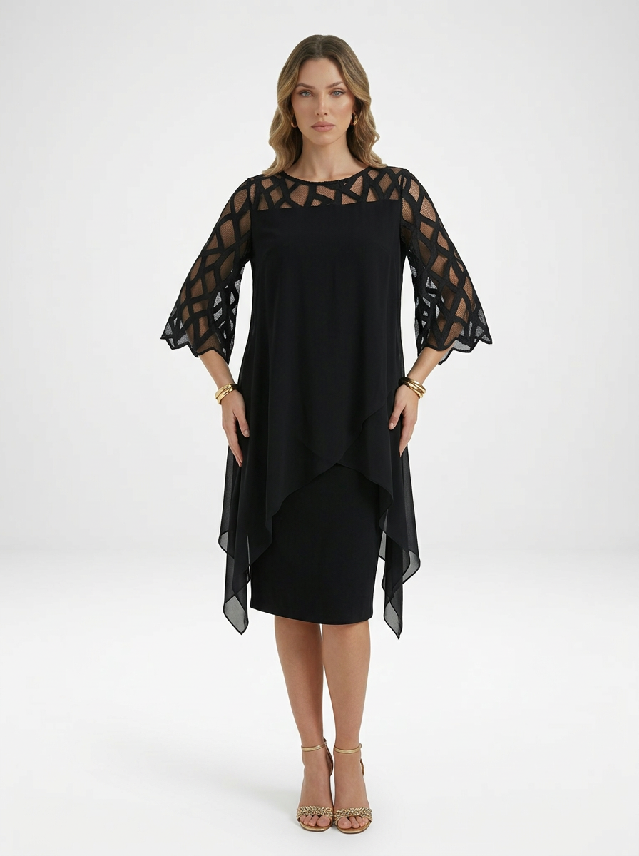 Chiffon Overlay Midi Dress