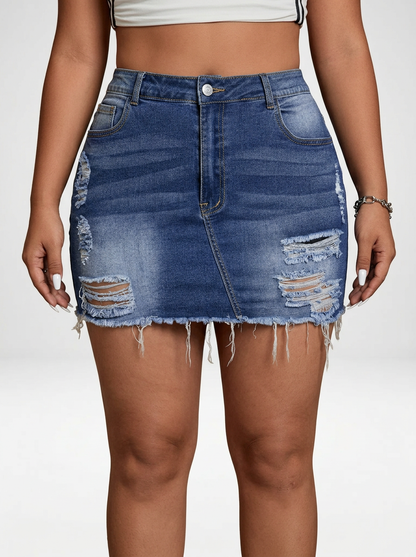 Plus Size Denim Mini Skirt