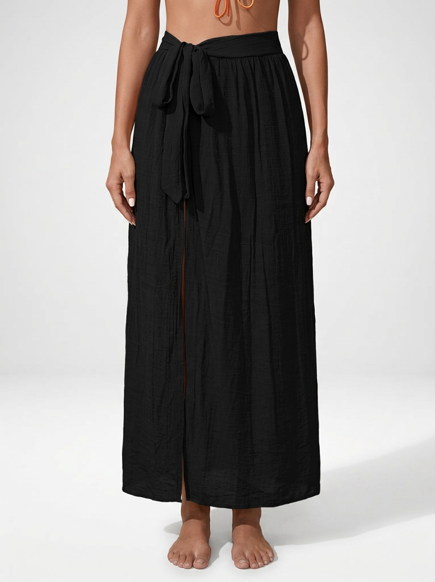 Knot Waist Beach Cover Up Maxi Skirt