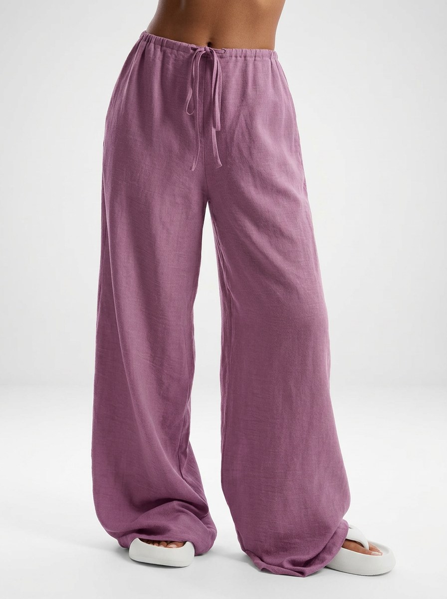 Women's Linen Front Tie Beach Trousers