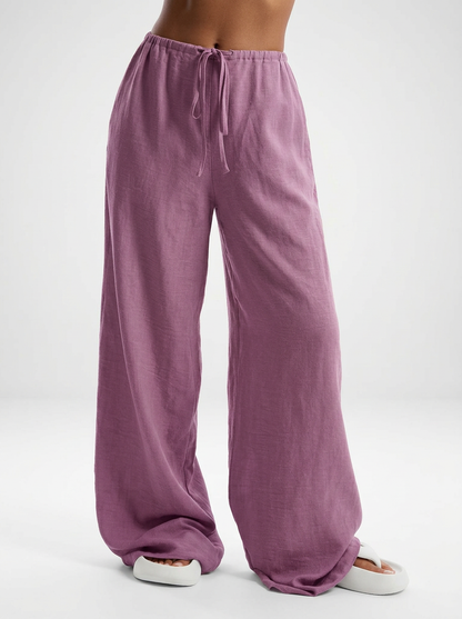 Women's Linen Front Tie Beach Trousers