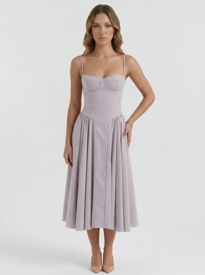 Odette Cute Corset Cocktail Midi Dress