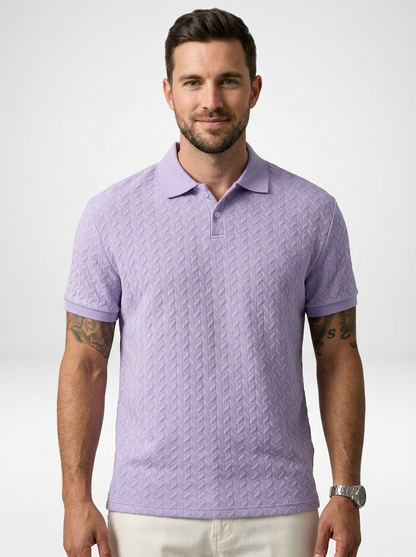 Men’s Textured Short Sleeve Stylish Polo Shirt