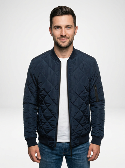 Men’s Lightweight Quilted Zip Bomber Jacket
