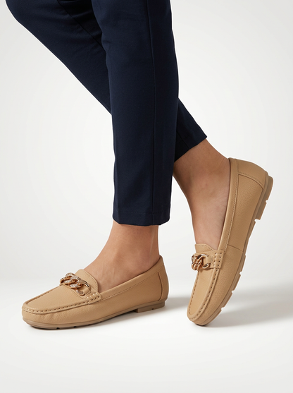 Women's Chain Detail Slip On Loafers