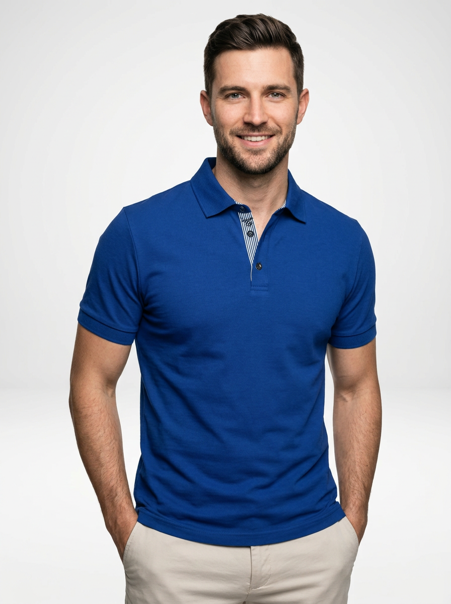 Men’s Short Sleeve Polo Shirt with Letter Embroidery