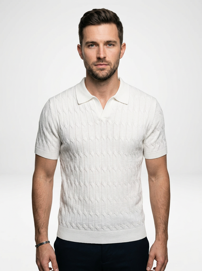 Cotton Knit Polo with Textured Finish